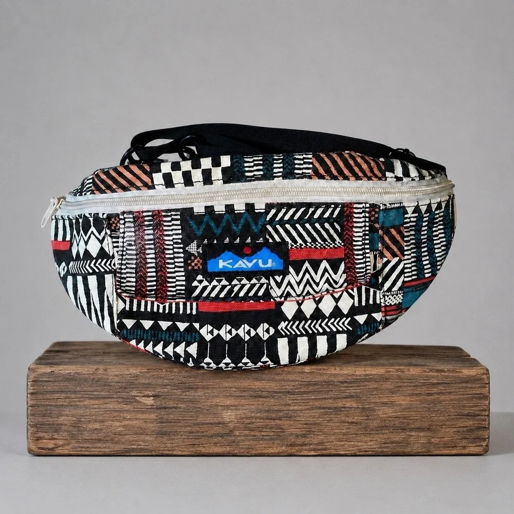 KAVU Stroll Around Belt Bag Pyramid Stack Aztec Fanny Pack Canvas Hip Bag 2018